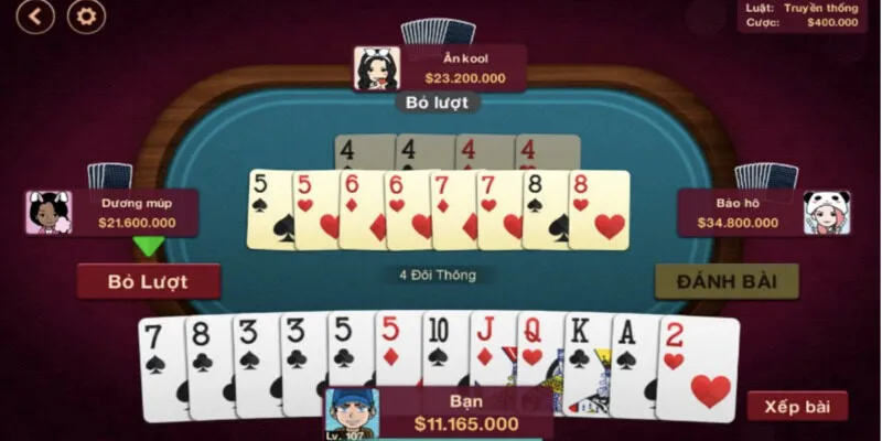 Người chiến thắng trong game bài tiến lên là người hết bài đầu tiên