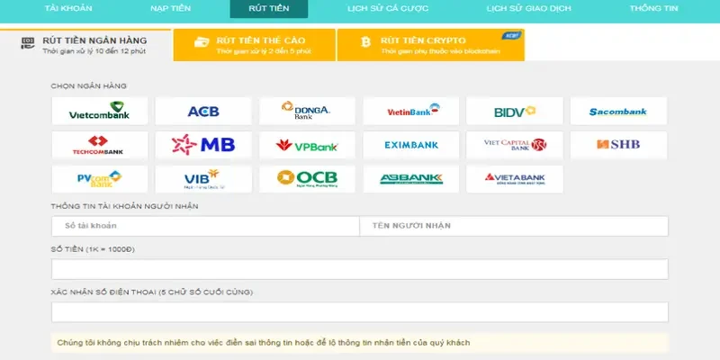 Rút tiền an toàn, nhanh chóng
